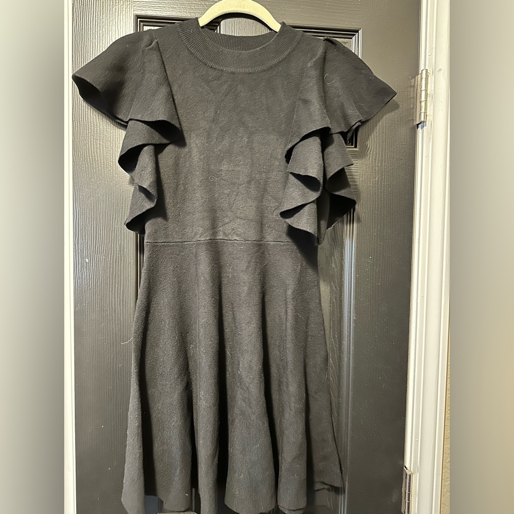 Black ruffle sleeve dress